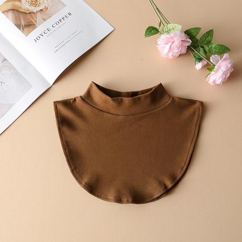 

Поддельный воротник, универсальный повседневный внутренний артефакт, полувысокий воротник, защитный воротник из чистого хлопка, теплый воротник, закрывающий шею, средний воротник темно-коричневого