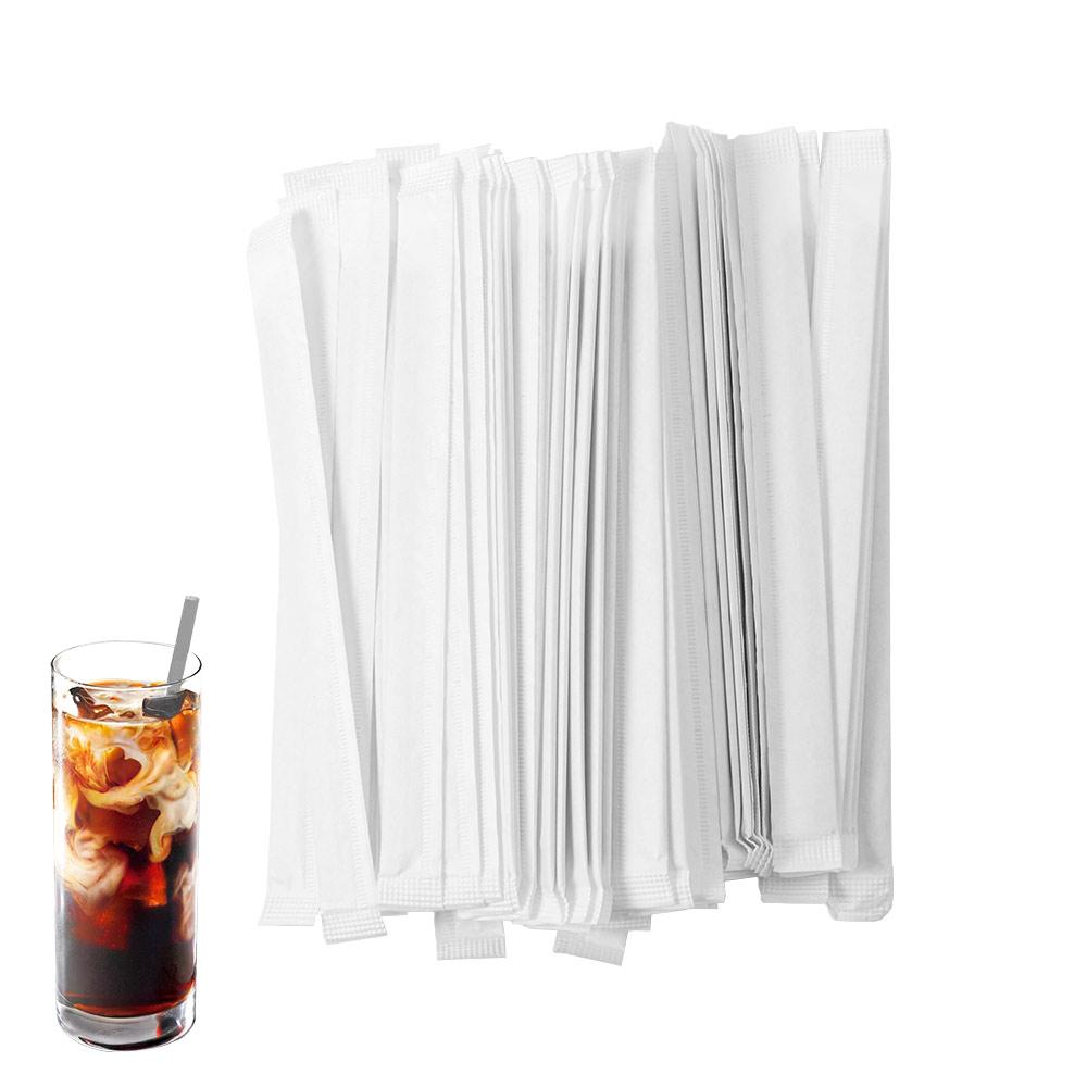 100Pcs Individually Wrapped Coffee Stirrers Eco-Friendly 14/19cm Wood Blenders Round End Not Prickly Stir Sticks Cocktail