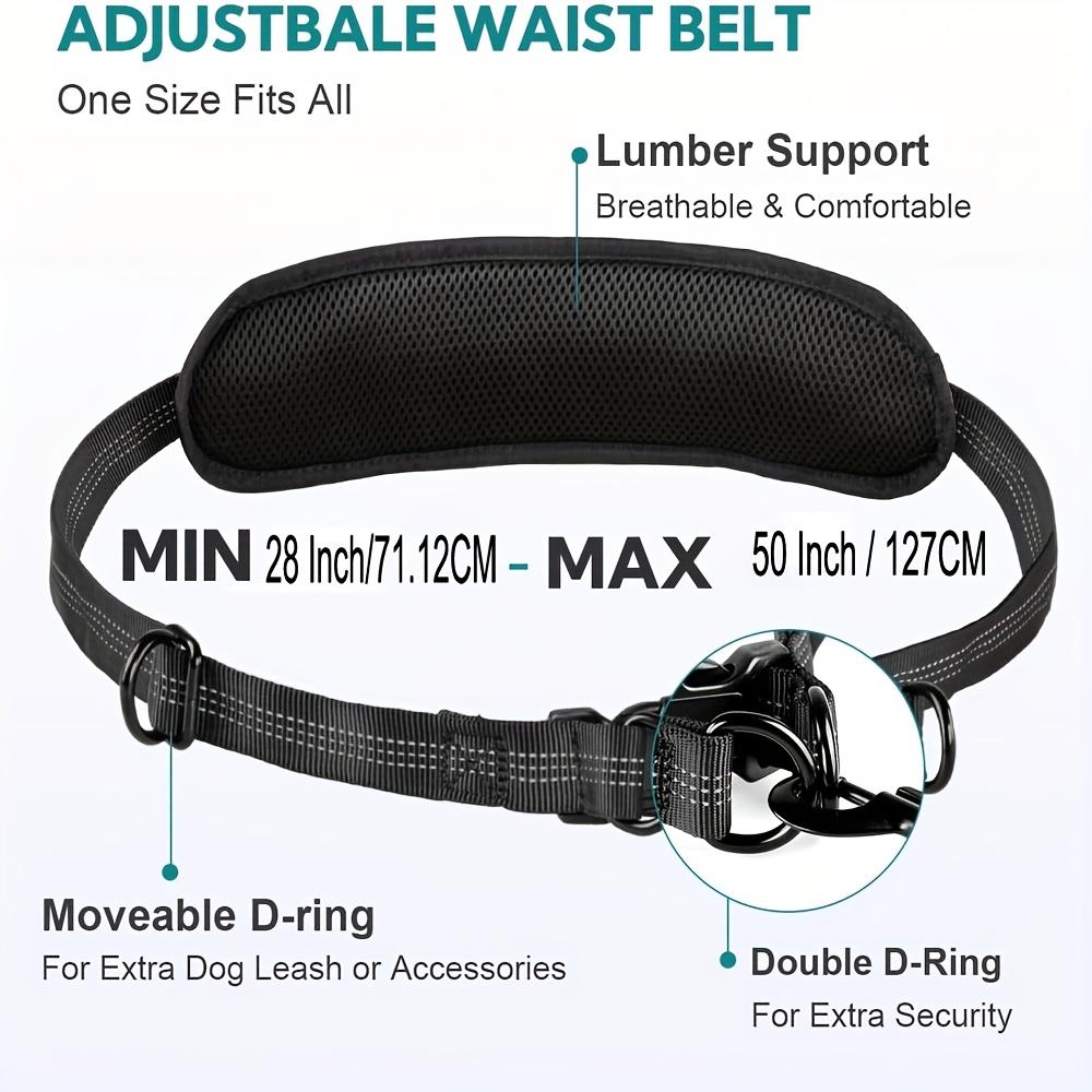 Heavy Duty Hands Free Dog Leash with Waist Belt & Zipper Pouch, Shock Absorbing Bungee Reflective Leash for Small Medium Large