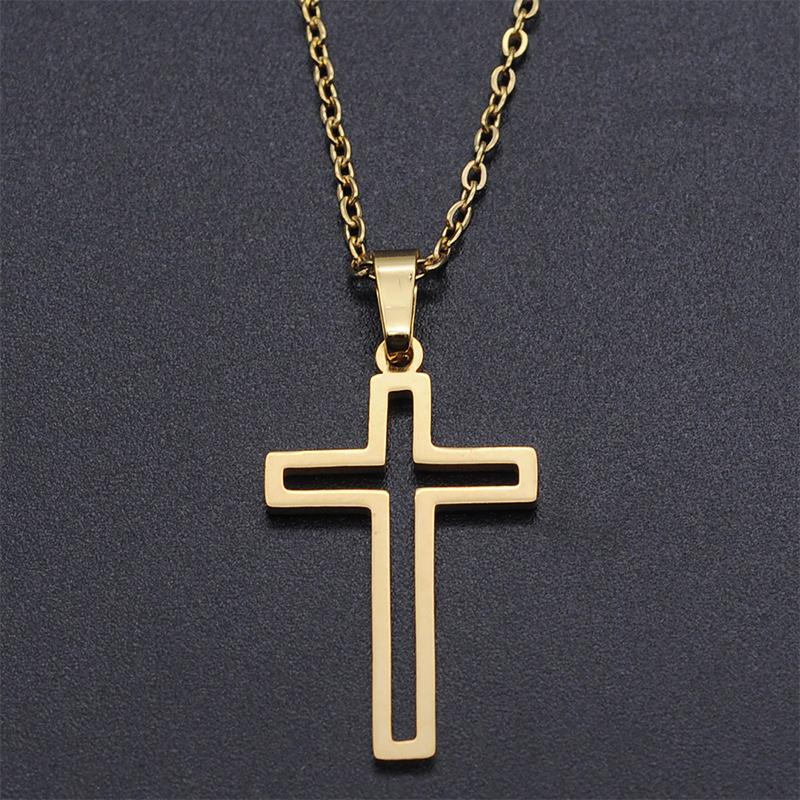 Fashion Cross Pendant Necklace For Women Men Stainless Steel Link Chain Charm Necklace Cool Boys Girls Punk Hip Hop Jewelry Gift