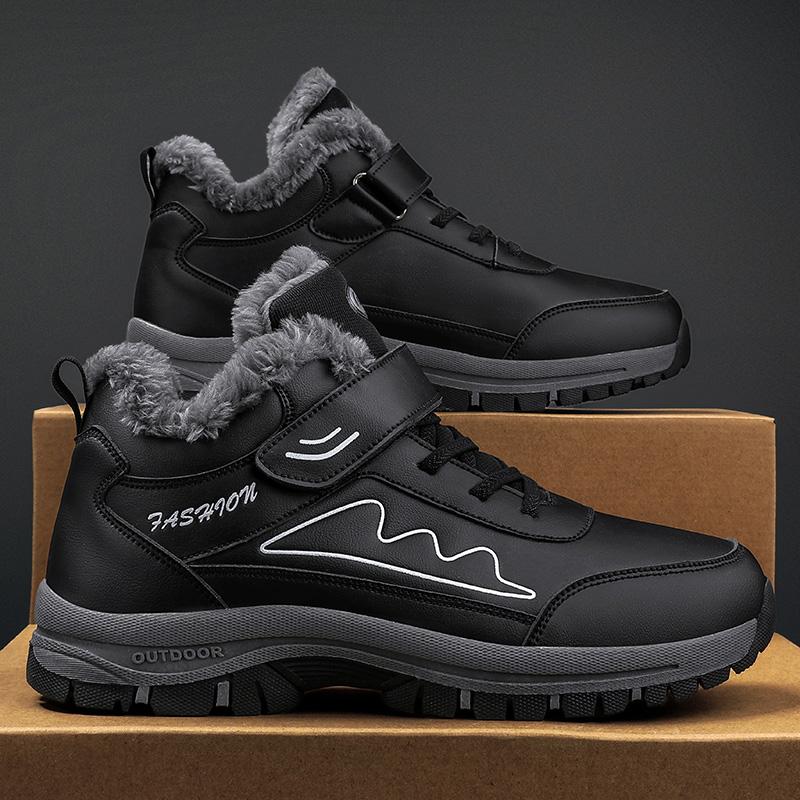 Fashion Winter Men Boots Outdoor Fashion Snow Boots Man Cotton Warm Plush Hiking Shoes Sneaker Footwear Outdoor Non-slip Men Ankle Shoes