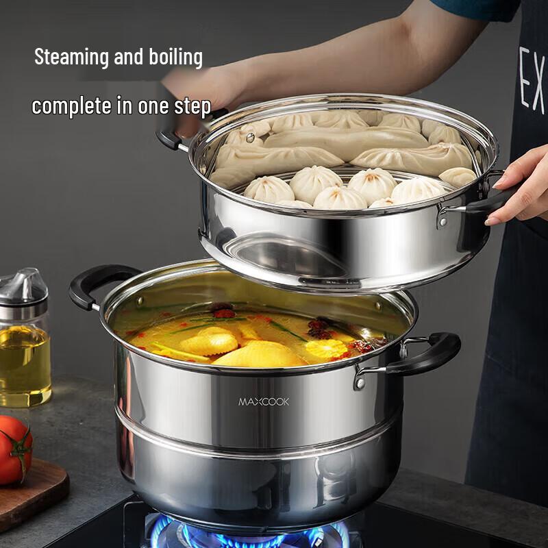 Meichu 30 cm 3-stöckiger Edelstahl-Dampfgarer