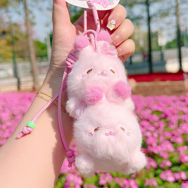 Sakura Cat Season Bear Rabbit Plush Animal Keychain Pendant Decoration Gift