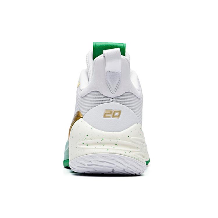 New Anta KT4 Thompson Anti Slip Wear Resistant Breathable Lightweight Low Top Basketball Shoes Men's White Green Gold 11931102-7