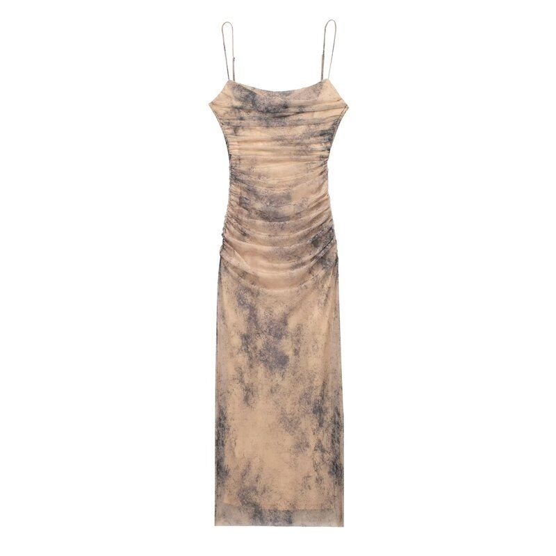 Fashion Style 2023 Autumn New Women's Clothing Slim Looking Easiest for Match Silk Net Print Dress 3067277 711