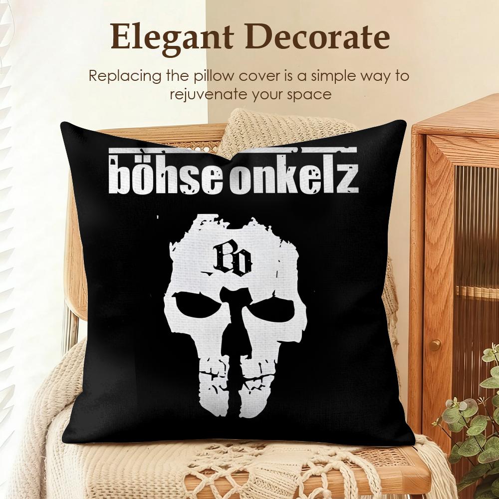 Band B-Bohse Onkelz Cushion Cover Natural Linen Organic Fabric Double-Sided Printing Sofa Home Decor Gift Pillow Case