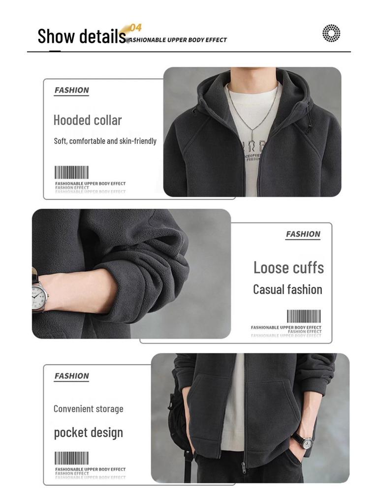 Men's Thick Fleece Hooded Jacket 2025 - Korean Style Winter Casual Fashion Hoodie