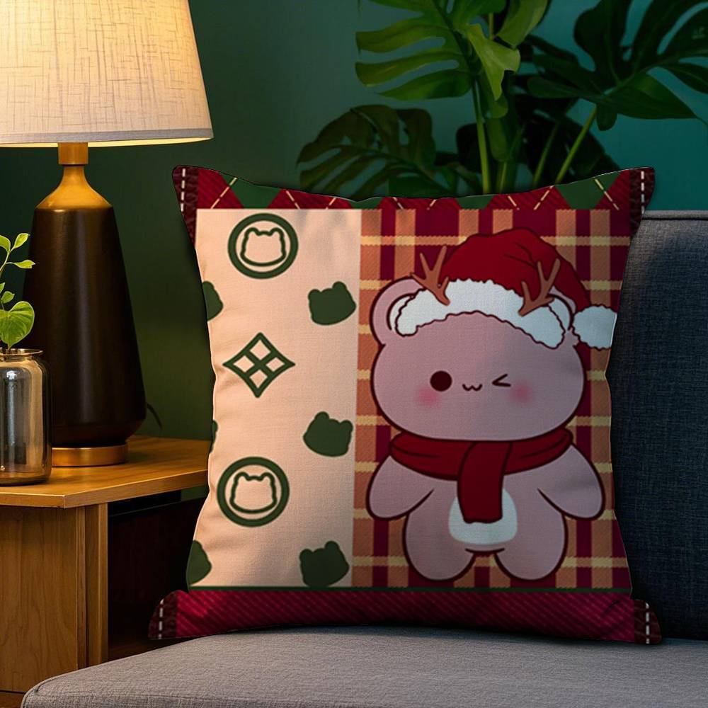 

Merry Christmas New Year Pillow Case Plush Fabric Soft Double Sided Print Home Sofa High Quality Cushion Cover Throw 12x12Inch