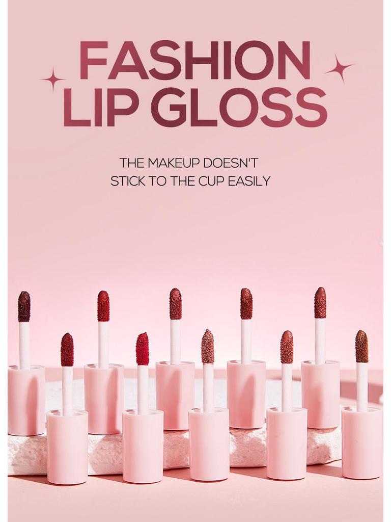 TVLV 10-Piece Matte Velvet Lip Gloss Set - Waterproof & Sweatproof