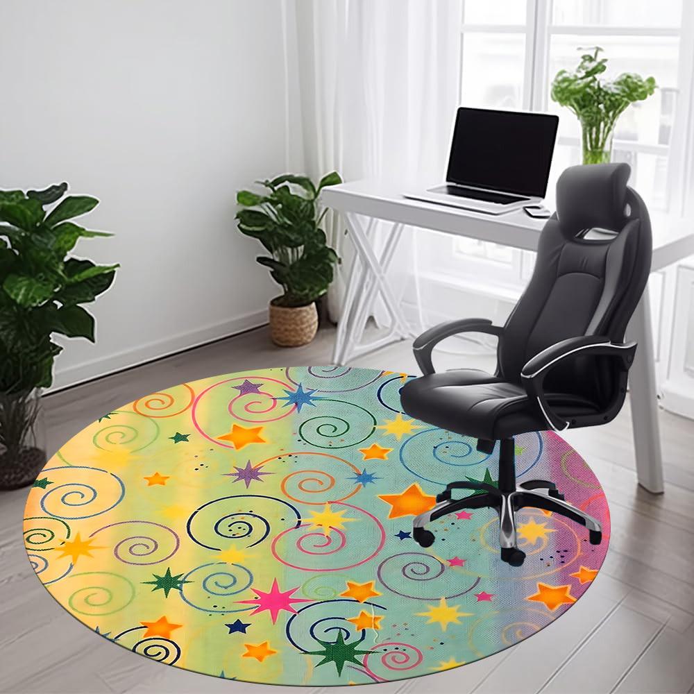 1 Stück Sterne Wirbel Büro Runder Teppich, Indoor-Matte Geeignet für Büro, Unter Bürostühlen Schlafzimmer Wohnzimmer Heimdekoration T200