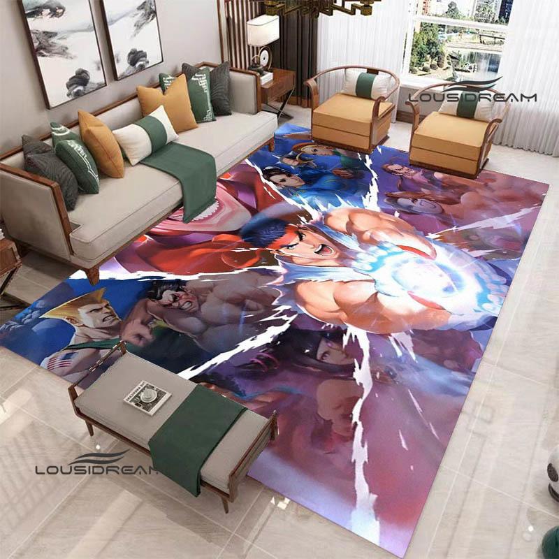 Klassisches Spiel Street Fighter Bedruckter Teppich Wohnzimmer Schlafzimmer Teppich Rutschfeste Fußmatte Foto-Requisiten Geburtstagsgeschenk