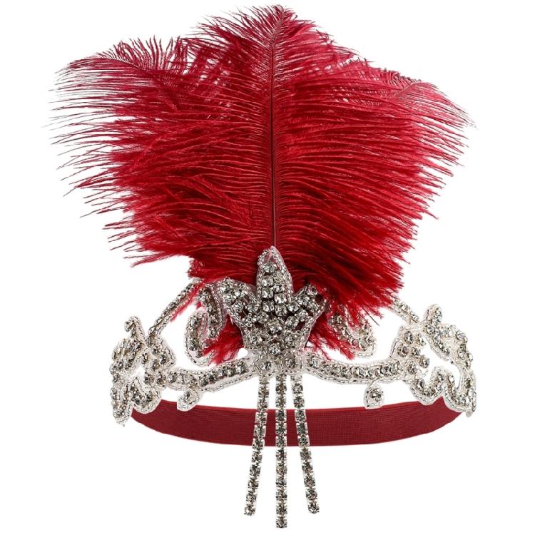 Rhinestones Embellished Headpiece User Friendly Feather Headdress 1920s Hair Band For Themed Parties Everyday