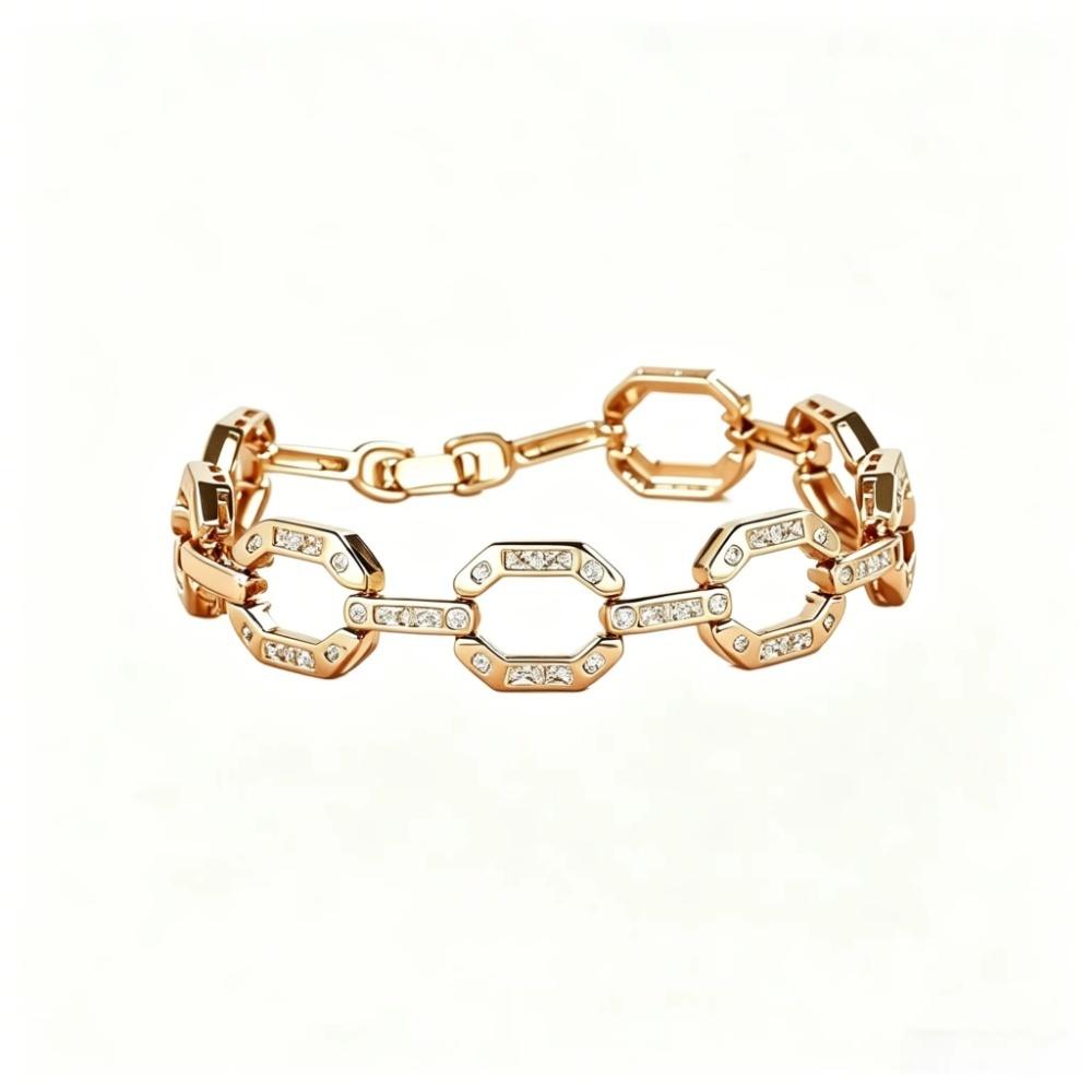 14K Gold Plated Waterproof Copper Chain Bracelets For Women , Gold Plated Fashion Stackable Link Bracelet Gifts