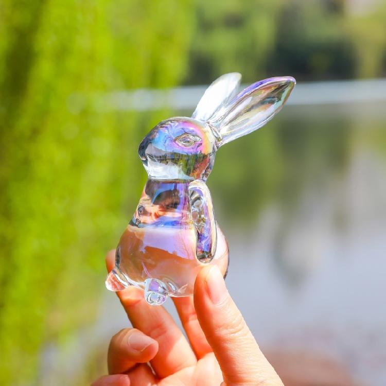 Handmade Artificial Glass Rabbit Statue Figurine Decorative Home Decoration Item For Bedroom Or Workspaces