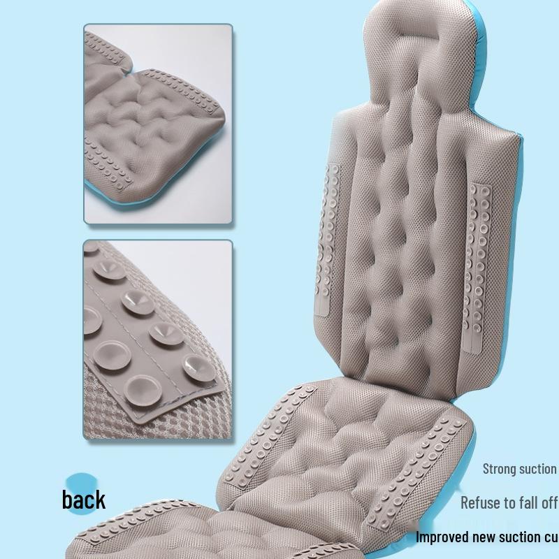 Universal Suction Cup Bath Mat & Backrest Pillow for Adults