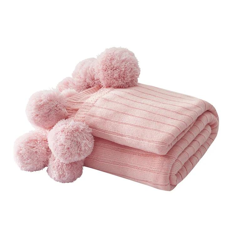 Knitted Air-conditioning Blanket Pear Flower Ball Blankets Nordic Decorative Blanket Ins Knitted Line Blankets