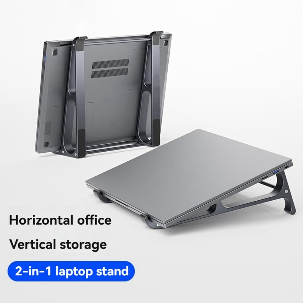 Limnyves Vertical Laptop Stand with Detachable Aluminum Tablet Storage Holder for Inch Compact 2-in-1 11-16 Devices,