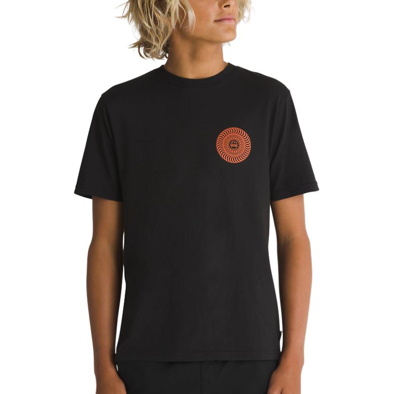 Vans X Spitfire Collaboration Kids T-Shirt Graphic Print Crew Neck Fitted Short Sleeve Kids T-Shirt Black VN000GFGBLK