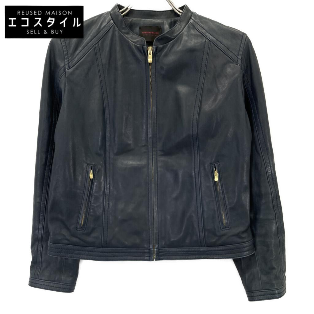 TOMORROWLAND [Collection] 2011 Navy Lamb Leather Zip-Up Blouson Jacket 40 NavyUsed
