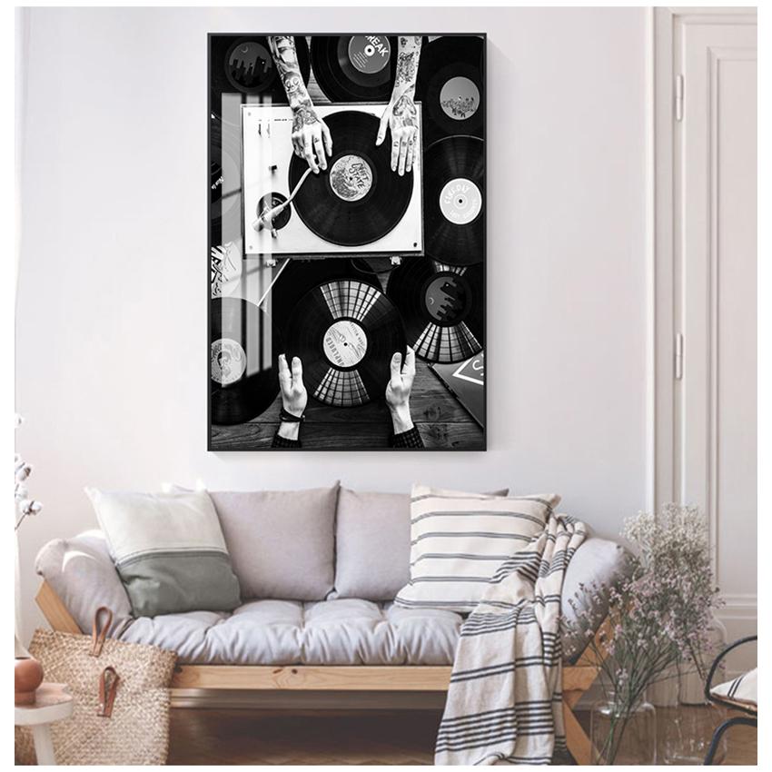 Photo Black White Wall Picture Living Room Decor Vinyl Records Lovers Art Canvas Painting Nordic Poster And Print Vintage