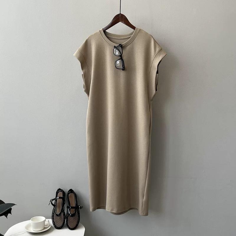 

Летнее женское повседневное платье, модное платье без рукавов с круглым вырезом, летнее пляжное платье для женщин M хаки
