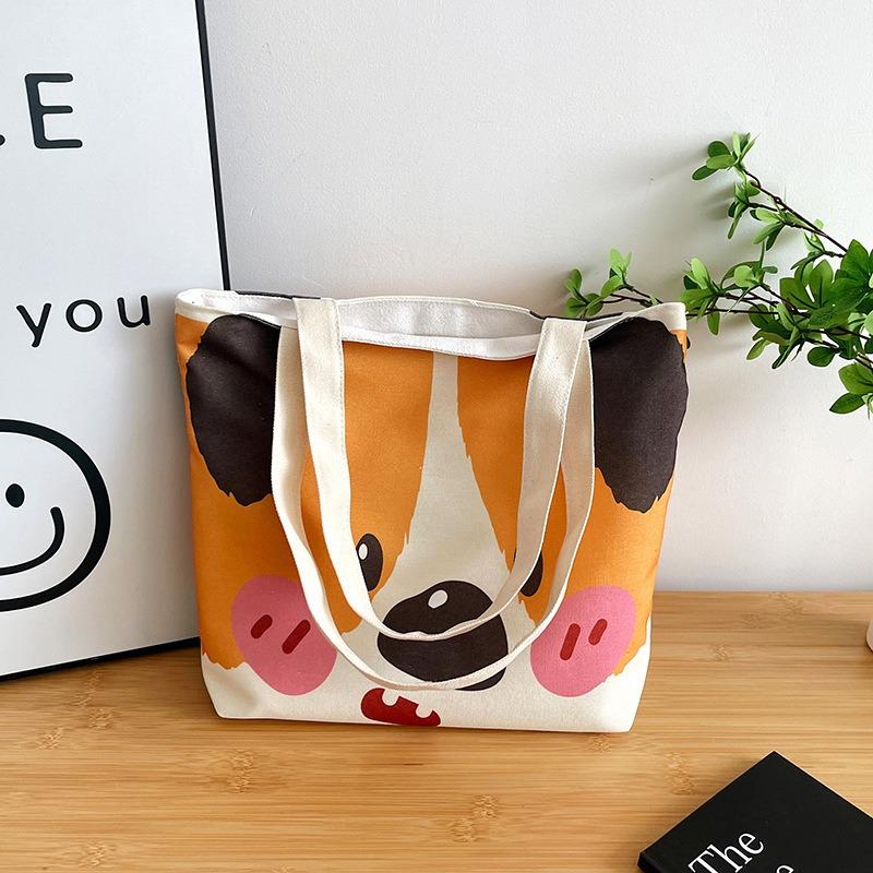Cartoon Cute Canvas Bag New Large Capacity Fashion Versatile Underarm Bag Casual Commuter Tote Bag