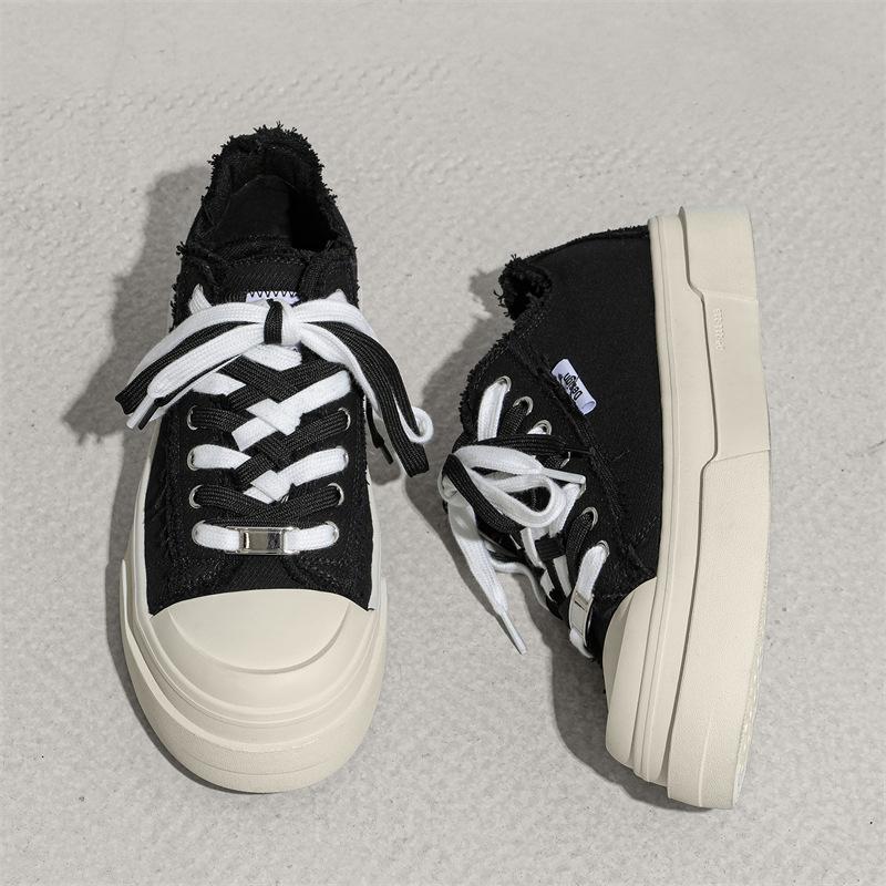 

Star crescent moon series upturned shoes classic low-top casual canvas shoes retro platform couple board shoes Female 36 чёрный