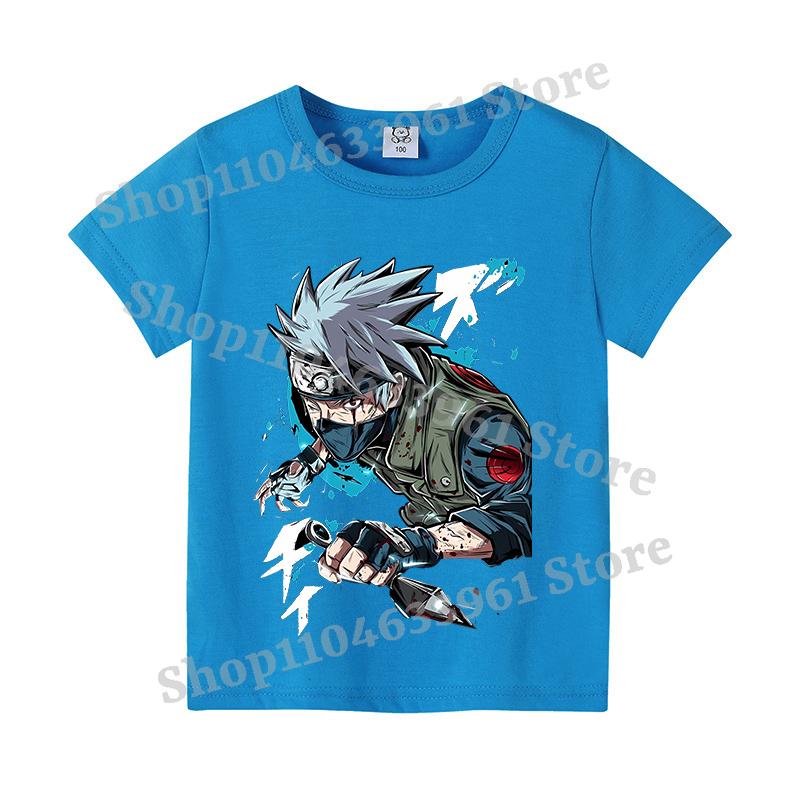 Narutos T-shirt Children Clothing Boy Girl Japanese Manga Pattern Short Sleeve Kid Cartoon Casual Sports Cotton Tee Home Clothes