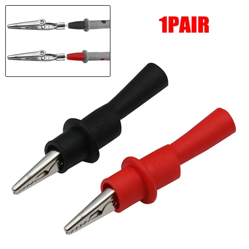 2pcs Alligator Clips Test Clip Clamp Set Red Black Wire Tips 10A 1000V Multimeter Tester Probes for AC DC Power Measurement