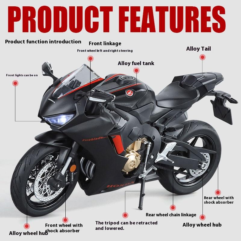 1/9 Honda CBR1000RR Speed Adult Collection Decoration Gifts Motorcycle Diecast Simulation Alloy Model Sound & Light Toy for Boys