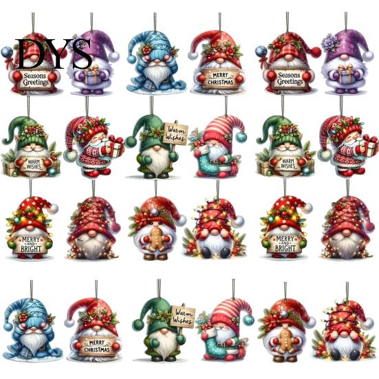 Nordic Holiday Party Decor 12/24/36Pcs Christmas Gnome Ornaments, 2D Wooden Decorations for Xmas Tree, Funny Rustic Tree Ornaments Gnomes Hanging Home