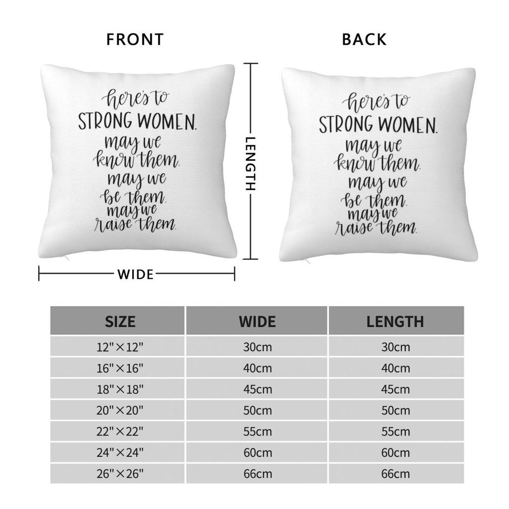 Here'S To Strong Women Square Pillowcase Polyester Linen Velvet Pattern Zip Decor Throw Pillow Case Home Cushion Cover
