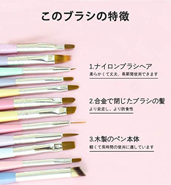 Conjunto de Pincéis para Unhas em Gel com Pincel Oval para Nail Art Starter Kit para Mini Porta-Pincéis, Tampas de 12 Peças, Estúdio, Pincéis Ultra-Finos, Prática,