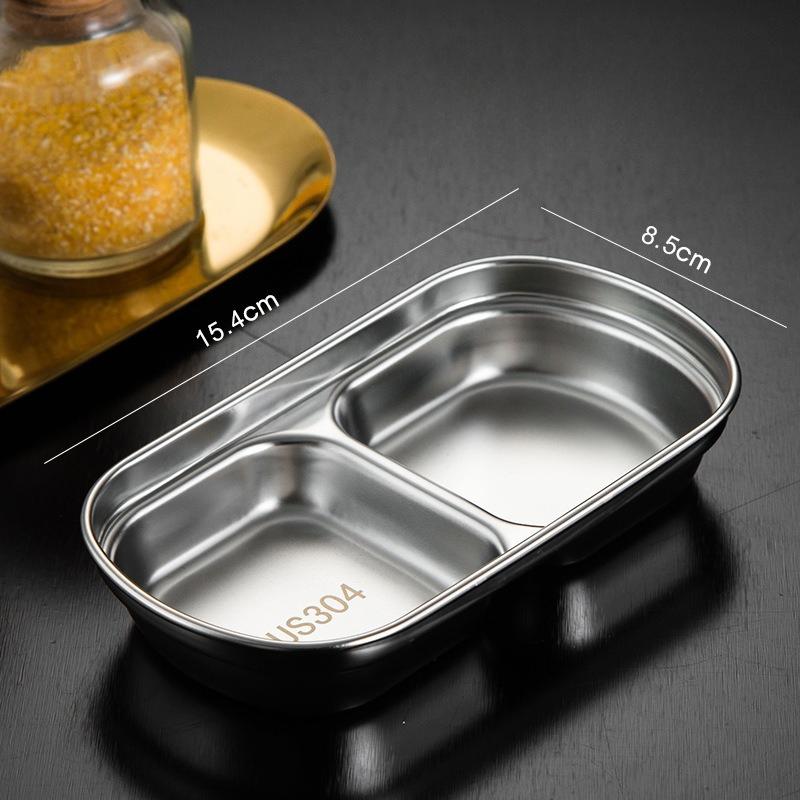 1PC Divided Dip Bowls Sauce Plate Seasoning Dipping Condiment Tray for BBQ Vinegar Spice Ketchup Salt Sugar Flavor
