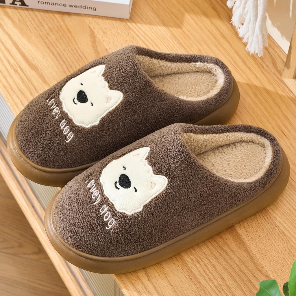 Cute bear cotton slippers autumn and winter 2025 new indoor home thick-bottomed non-slip velvet thermal slippers