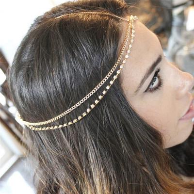Metal Çok Katmanlı Boho Kafa Zincir Kafa Bandı Düğün Saç Modeli Saç Aksesuarları
