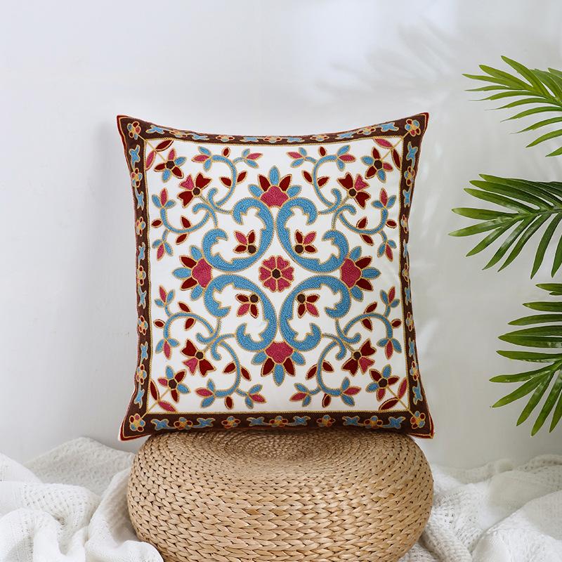 Ins Floral Embroidery Pillow Case Living Room Sofa Decoration Flower Bedroom Bedside Pillow
