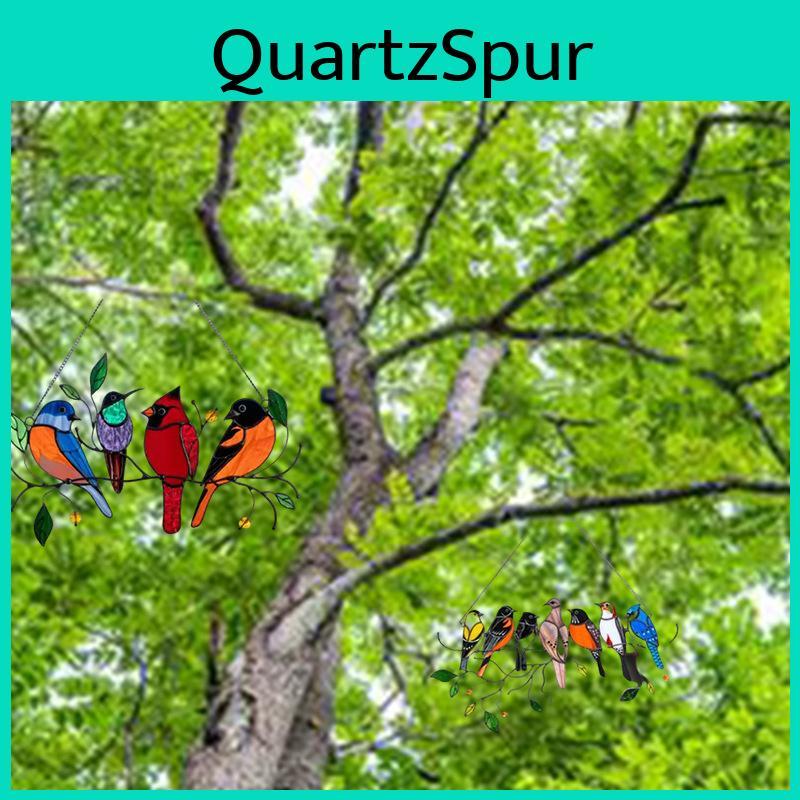 Colorful Mixed Stained Glass Birds Handmade And Unique Hanging Decoration