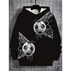 Boys' 3D Printed Football and Spider Web Pattern Hoodie - Black Casual Long Sleeve Sports Top