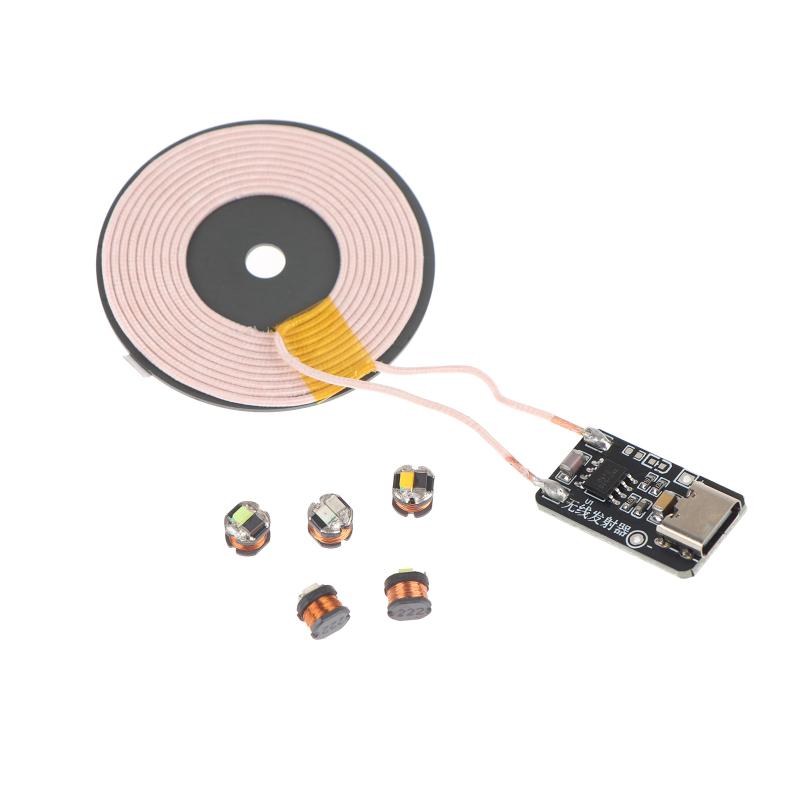 TYPE-C 5V Kabelloses Stromversorgungs-Sender-Spulensystem für LED-Induktionsladung DIY-Wissenschaftsprojekt