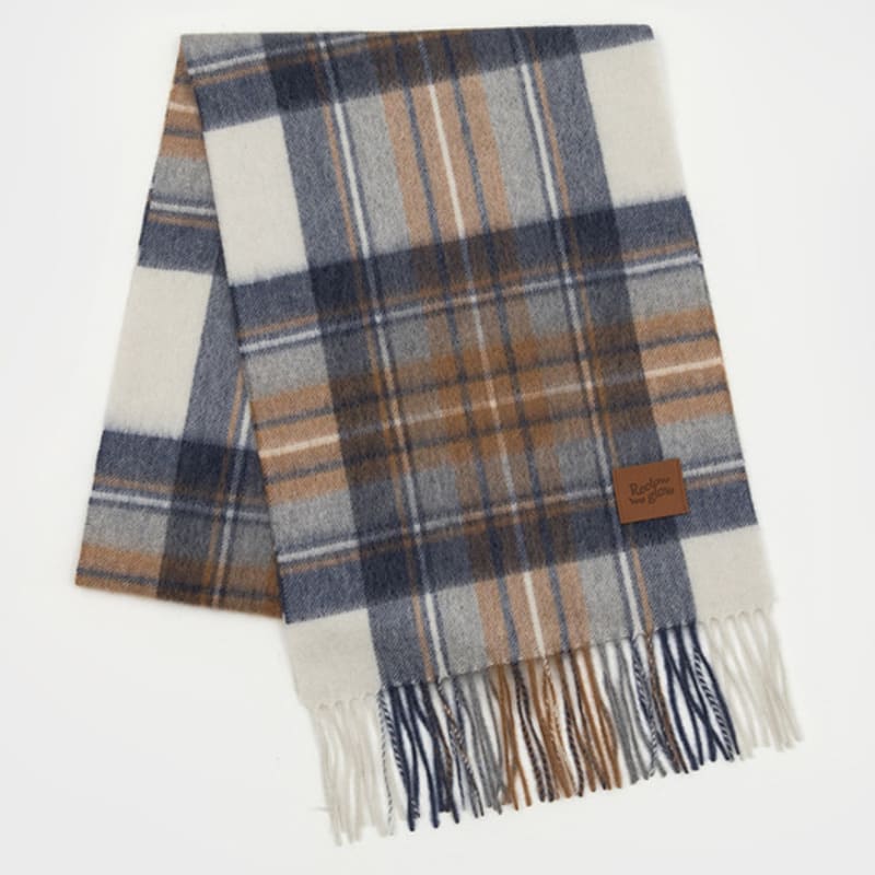 RECLOW MUNM check CASHMERE 100% MUFFLER CARROT