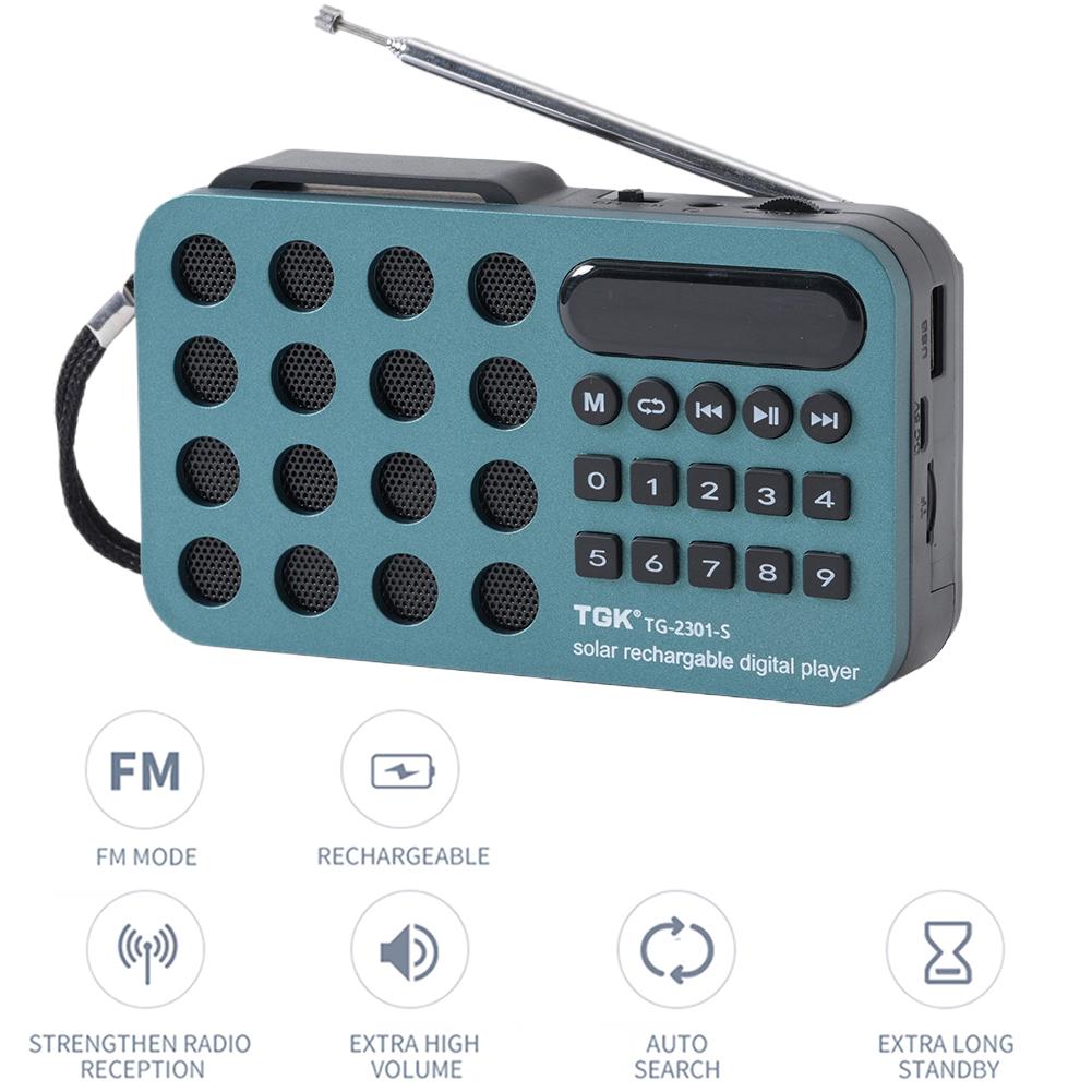 Handheld Radio Digital Solar Power Generation Radio Built-In Speaker MP3 Music Player FM Digital Radio Outdoor Survival Tools