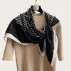 Temperament navy blue beige twill smooth silk scarf square scarf 91cm versatile square scarf shawl spring and autumn new scarf