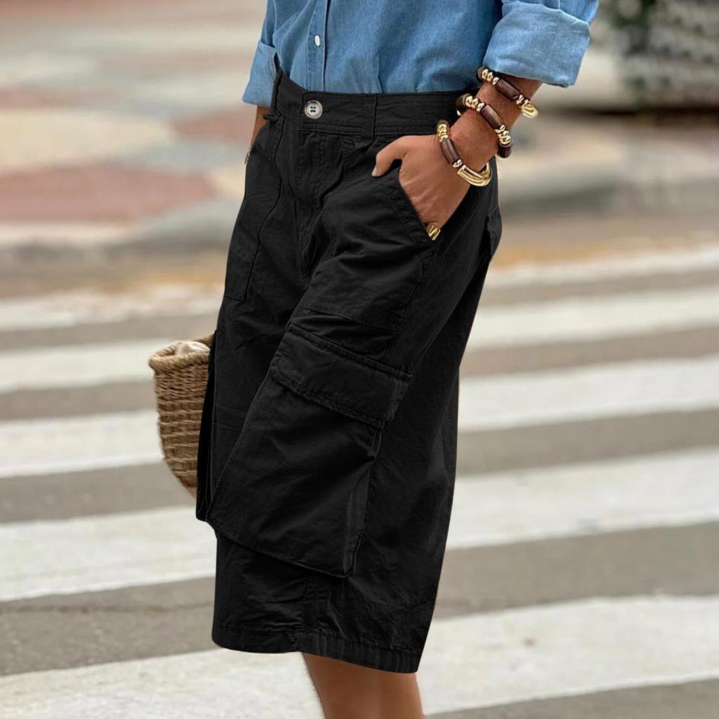 Women's Wide Leg Pants With PocketsHigh Waisted  Caual Loose Cropped Trousers