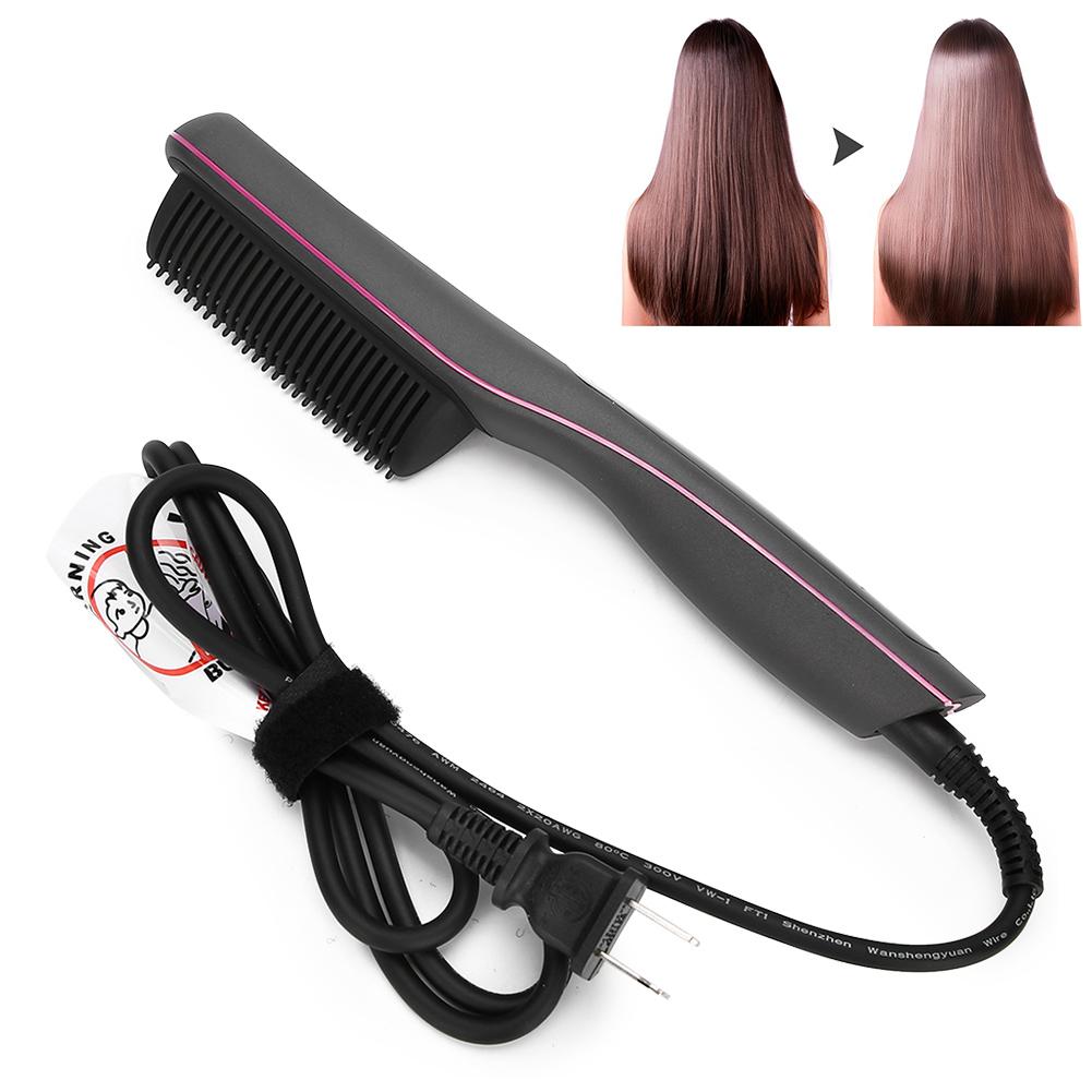 Pieptene electric de îndreptat părul anti-opărire perie de îndreptat barba (gri )