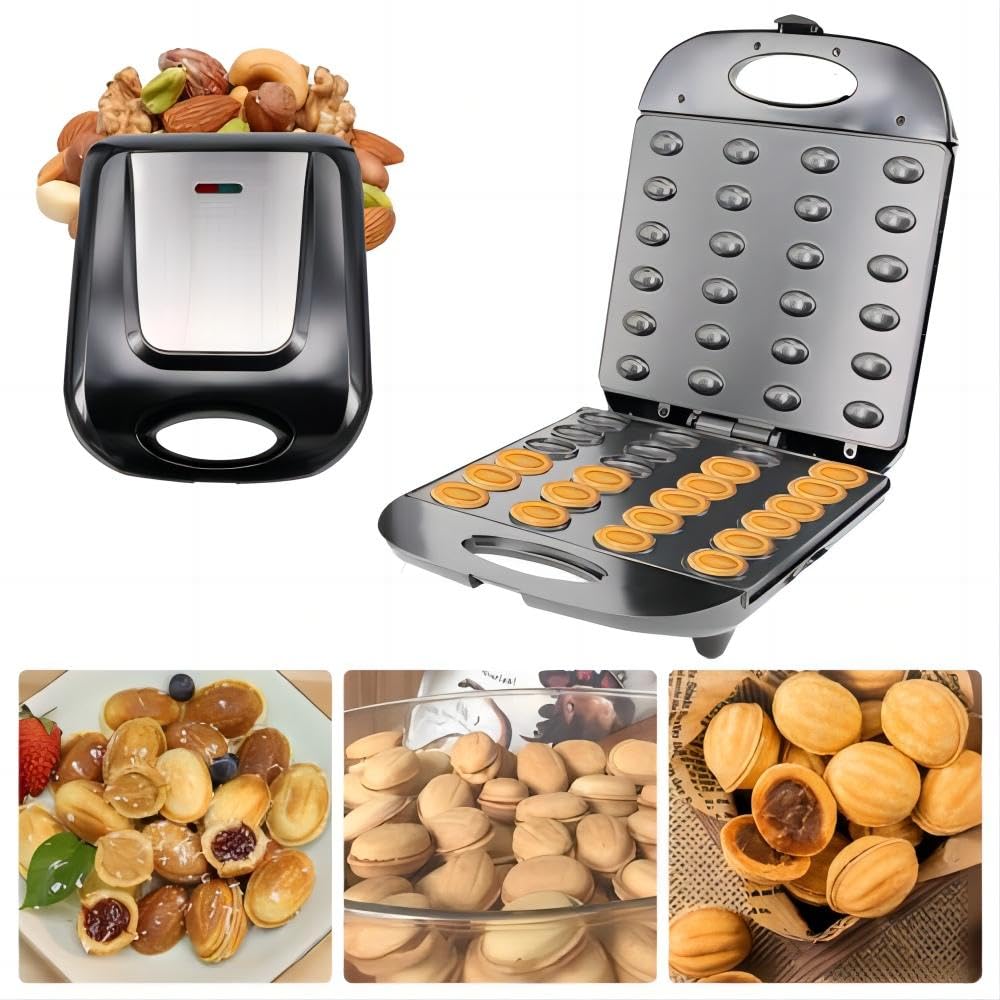 Cookie Maker 24 Holes Mold Maker Electric Walnut Cake Maker Mini Nut Waffle Bread Machine Sandwich Iron,Toaster Baking Br