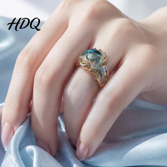 Resin Statement Ring Wave for Women Ocean Inspired Chunky Ring Non Artistic Finger Tarnish Open Adjustable Fashion Jewelry Summer Vacation Themed