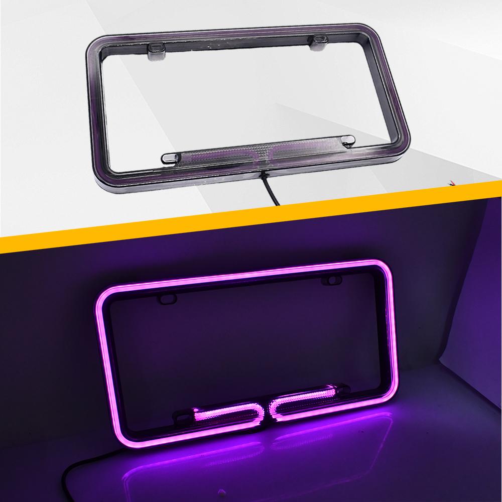 12V Red LED License Plate Frame Acrylic Lighted USA/Canada Tag Cover Holder for Auto Truck Vehicles Car Styling License Plate Covers Frames 6