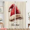2pcs,2D Plane Printing Curtains Vintage Santa Hat Polyester (without Rod) Decorations For Home for Room, Kitchen, Study,