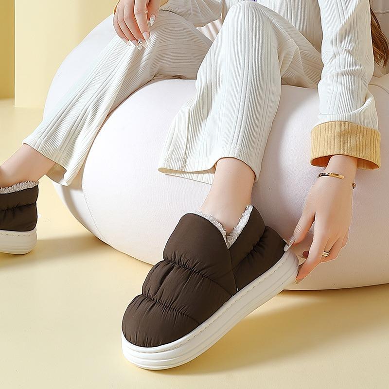 Cotton Shoes, Waterproof Shoes, Thick-soled, Warm, Indoor Anti-slip, Fleece Heels, Slippers